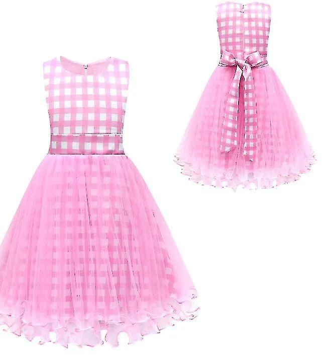 Vestidos de falda de malla rosa para niños con accesorios gratuitos