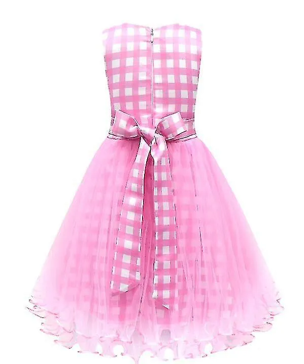 Vestidos de falda de malla rosa para niños con accesorios gratuitos