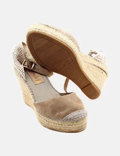 Vidarreta Alpargata tacón beige combinada