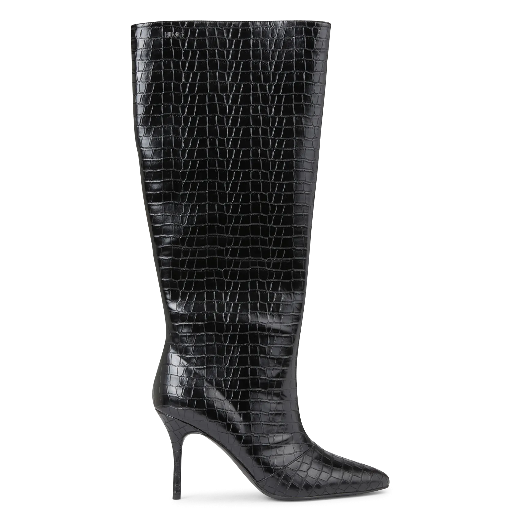WHITE 01  BOTAS ALTAS ESTAMPADO EFECTO COCODRILO EN NEGRO