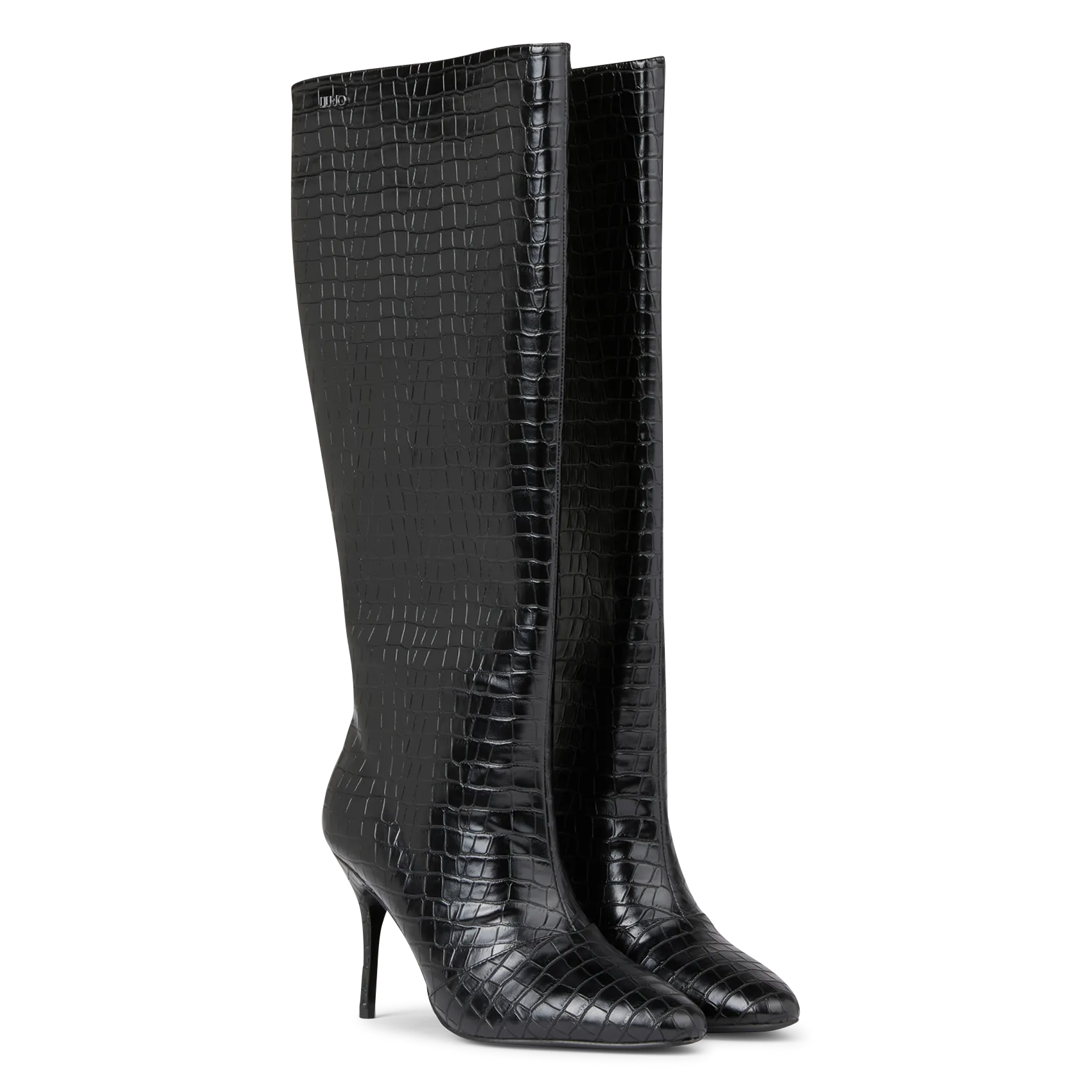 WHITE 01  BOTAS ALTAS ESTAMPADO EFECTO COCODRILO EN NEGRO