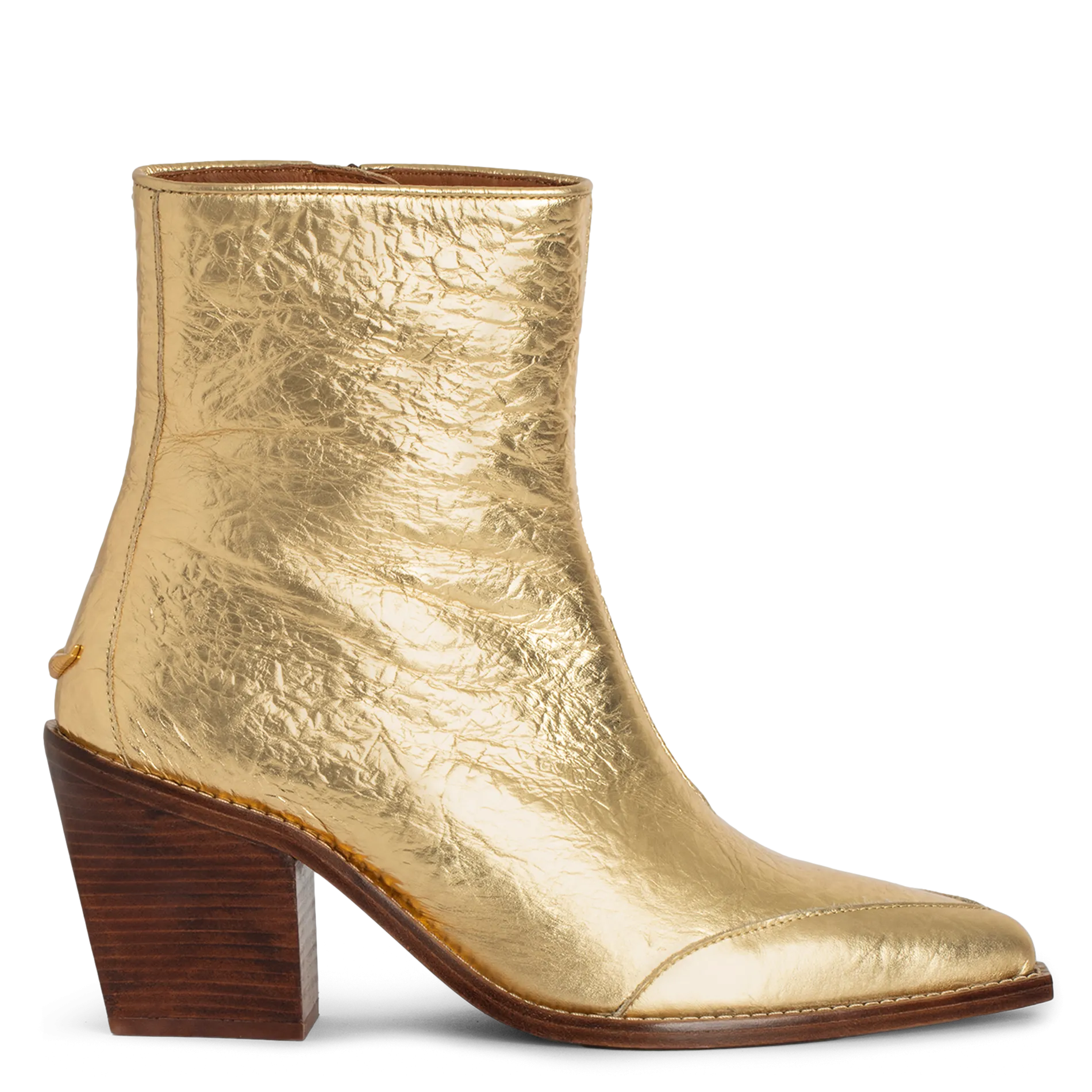 ZADIG&VOLTAIRE CARA  BOTINES DE CUERO METALIZADO  EN AMARILLO