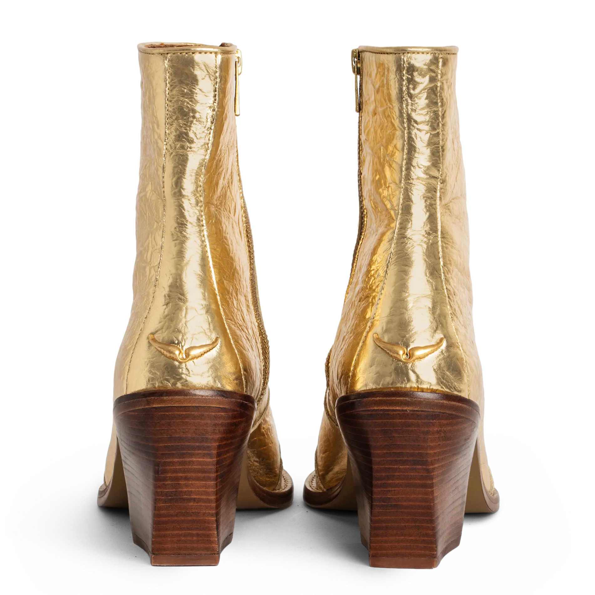 ZADIG&VOLTAIRE CARA  BOTINES DE CUERO METALIZADO  EN AMARILLO