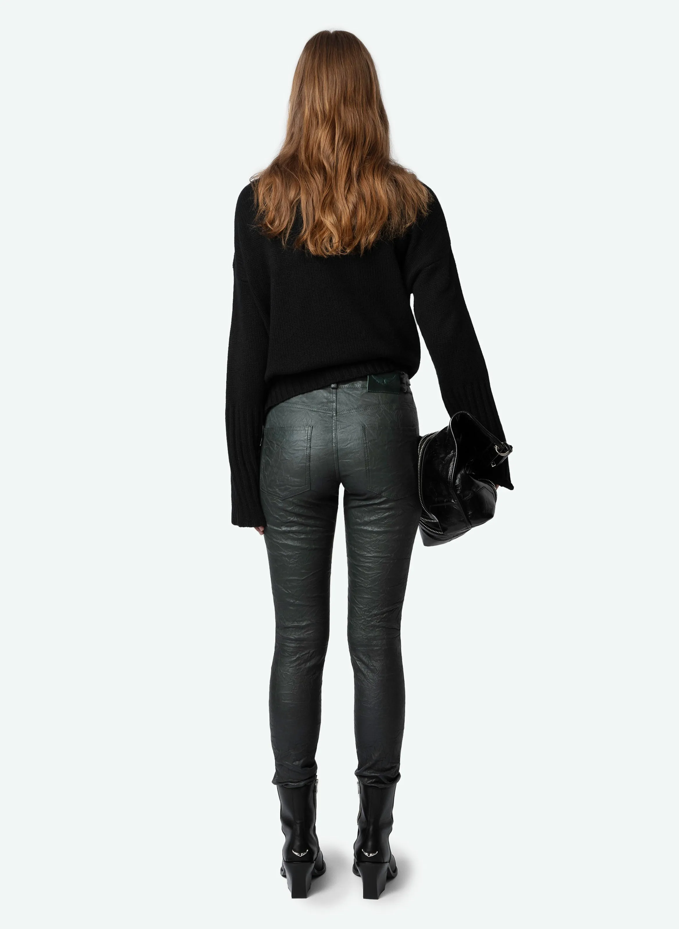 ZADIG&VOLTAIRE PHLAME  PANTALóN SLIM DE CUERO EN VERDE
