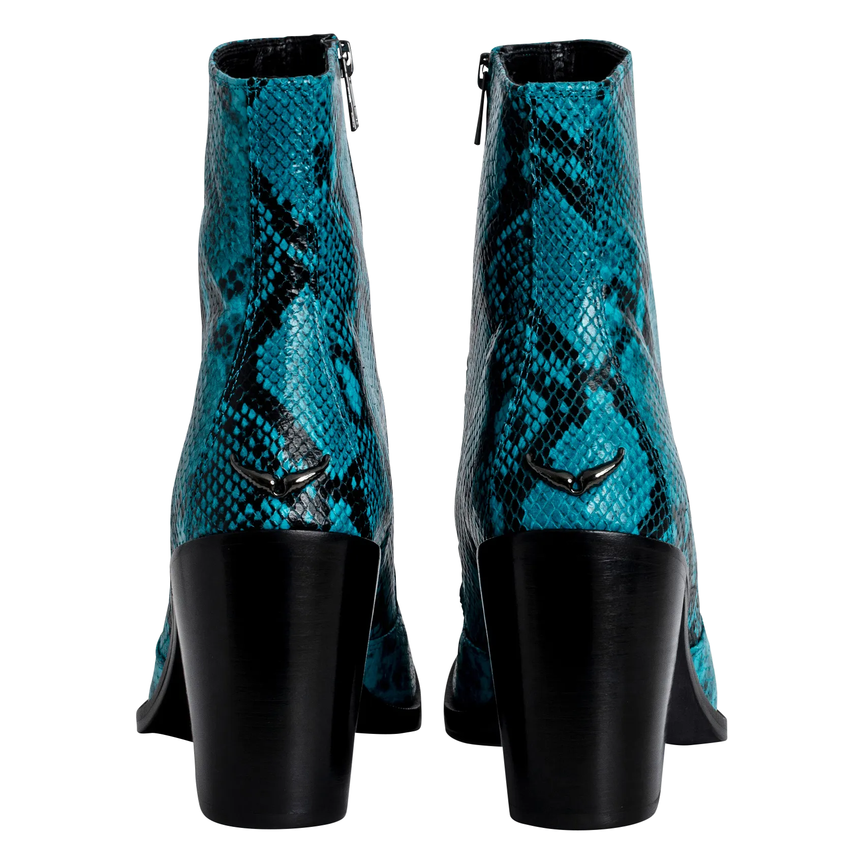 ZADIG&VOLTAIRE PREISER  BOTINES DE CUERO CON EFECTO DE PITóN EN AZUL
