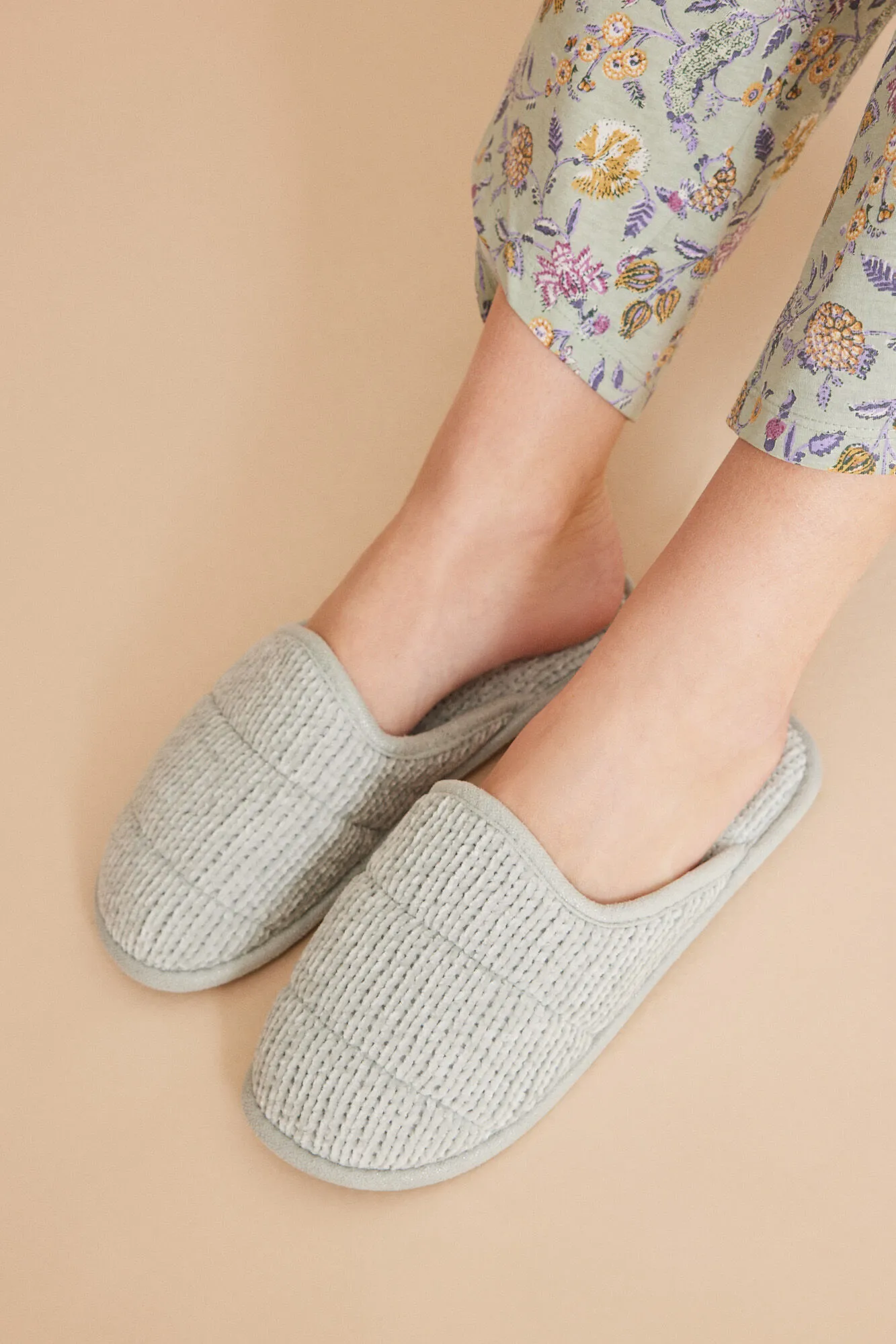 Zapatillas casa chenilla verde