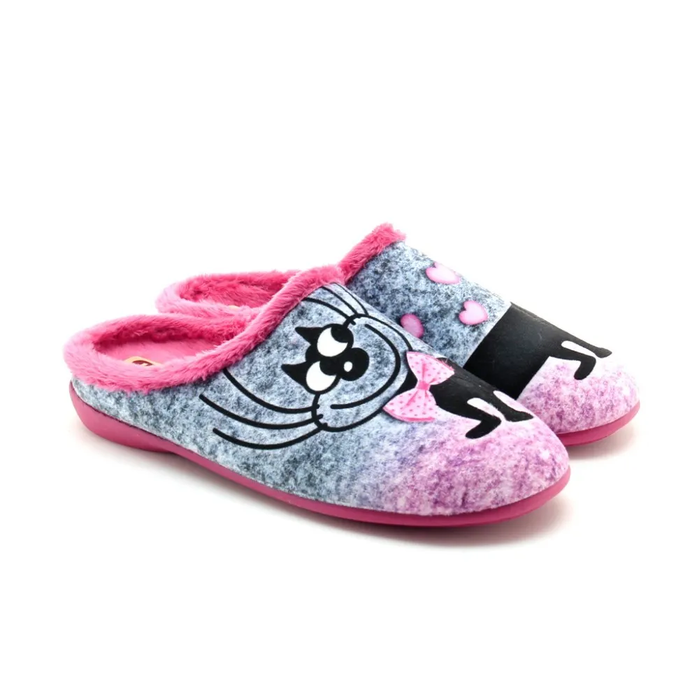 Zapatillas casa niña Fucsia Gatito