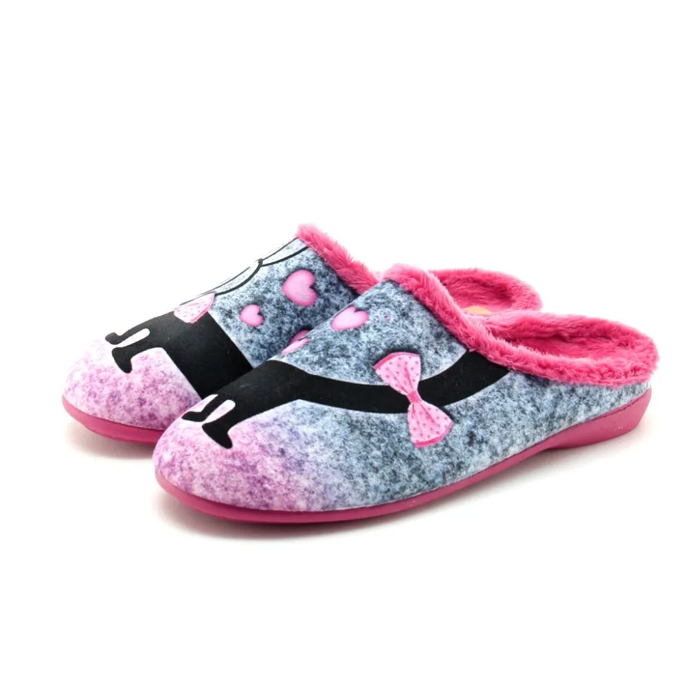 Zapatillas casa niña Fucsia Gatito