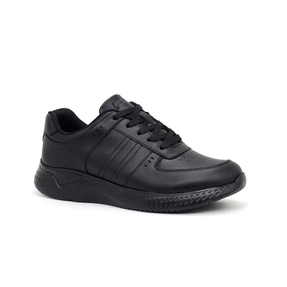 ZAPATILLAS ESCOLARES DE CUERO PARA HOMBRE KAIDA JA24CG800 NEGRO