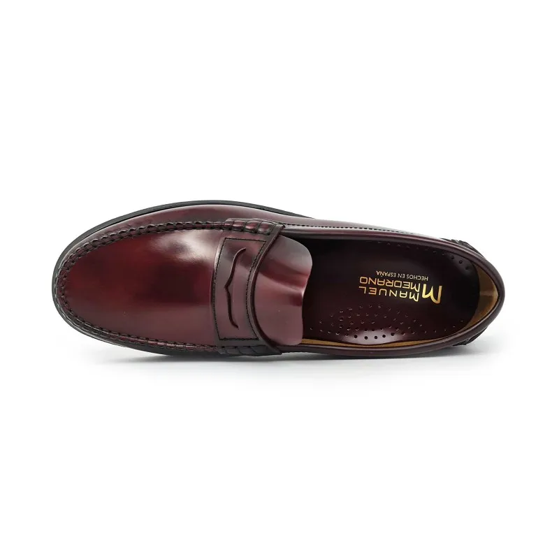 Zapatos Castellanos Hombre Piel Florentic Antifaz Suela Cuero 701 Burdeos, de Manuel Medrano