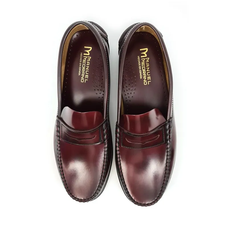 Zapatos Castellanos Hombre Piel Florentic Antifaz Suela Cuero 701 Burdeos, de Manuel Medrano