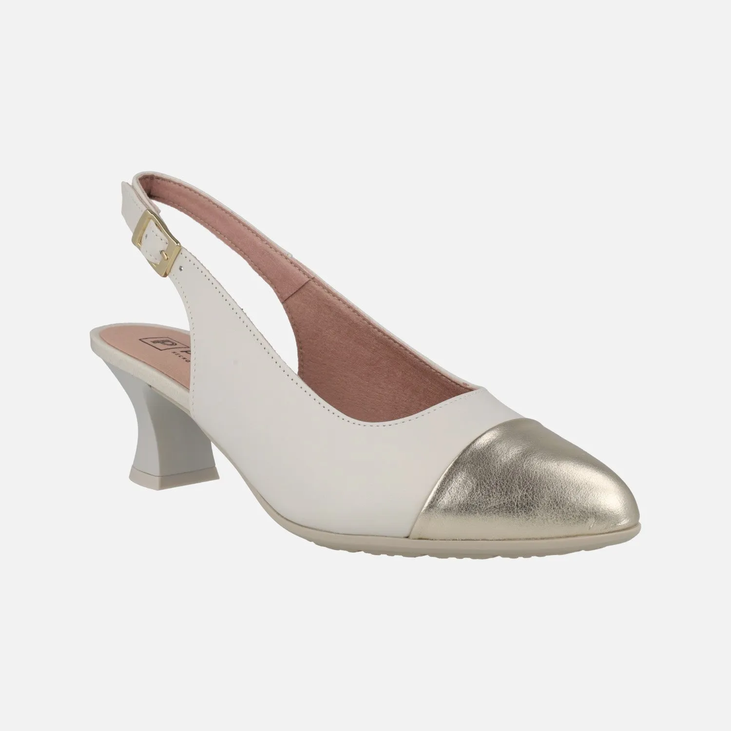 Zapatos corte salón destalonados con puntera metalizada
