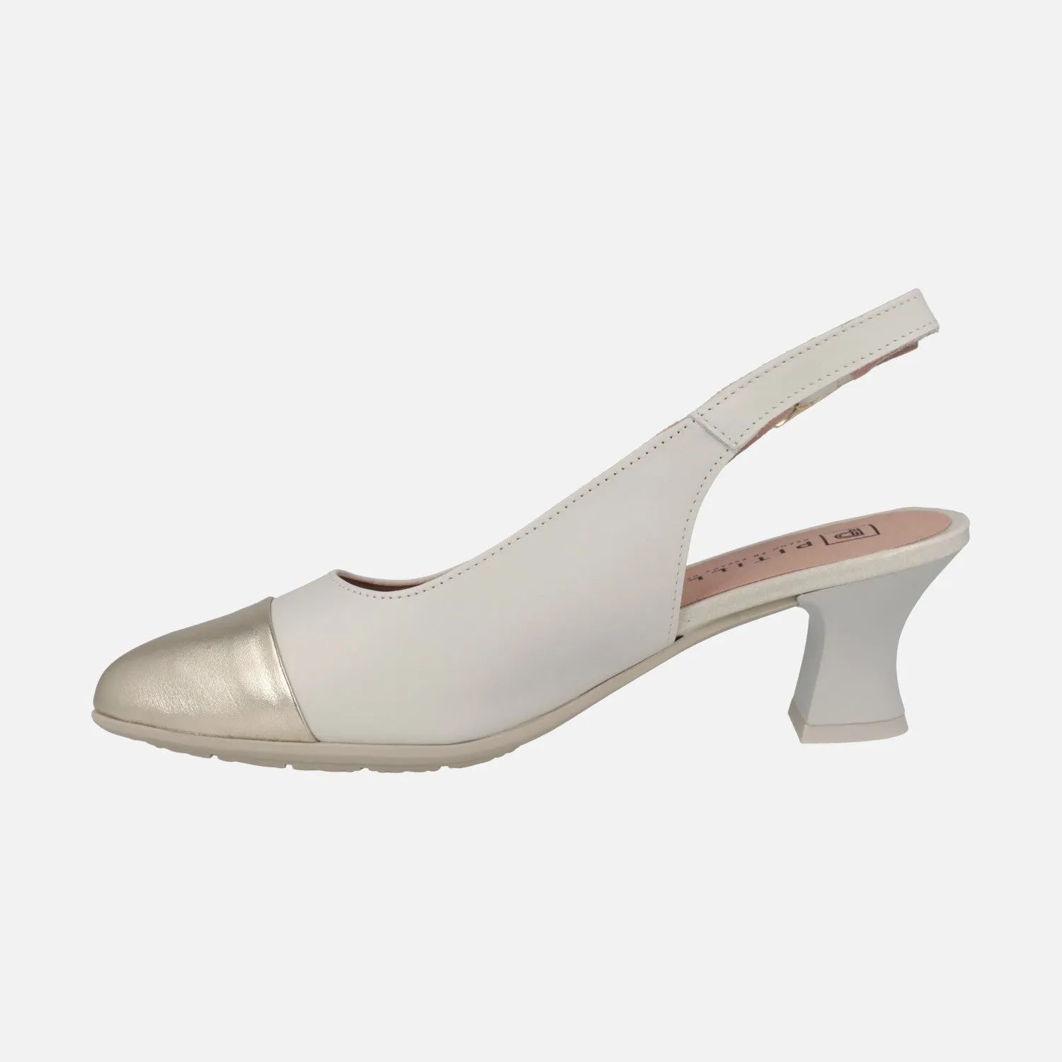 Zapatos corte salón destalonados con puntera metalizada