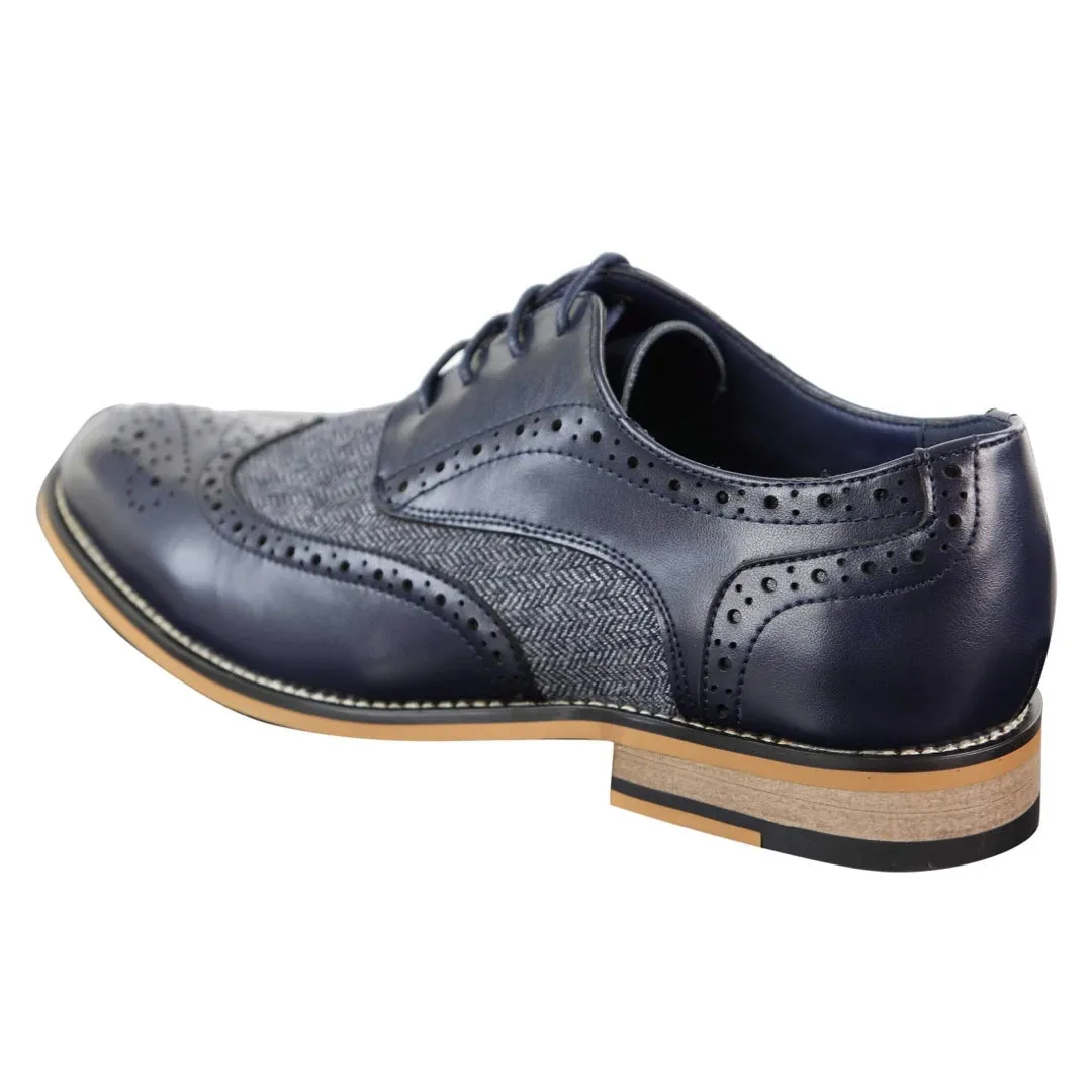 Zapatos de cuero tweed de espiga estilo Blinders para uso casual y elegante de hombres