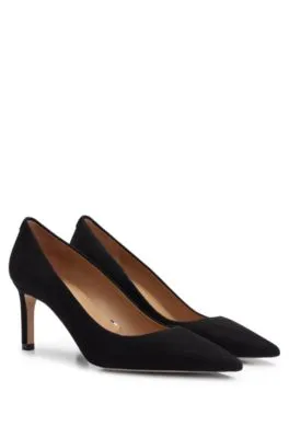 Zapatos de tacón de ante con puntera afilada y tachuela de la marca