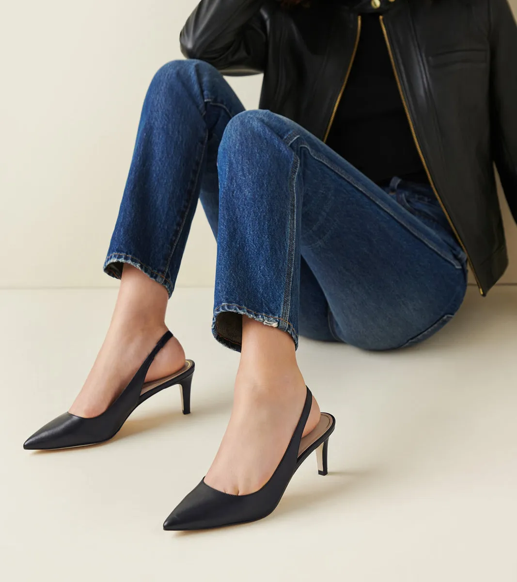 Zapatos de Tacón Forrado en Piel de Mujer | Women's Vandam Sling Back Pump