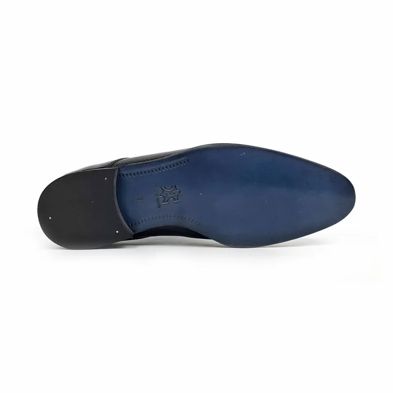 Zapatos Derby Hombre Piel Charol Suela De Cuero 9396 Negro, de Latino