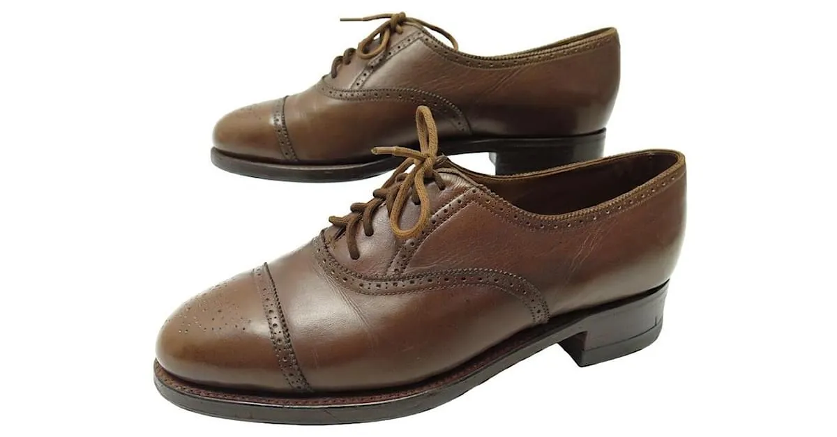 ZAPATOS JOHN LOBB SEYMOUR 37.5 ZAPATO PIEL MARRÓN PUNTERA FLORES Castaño 