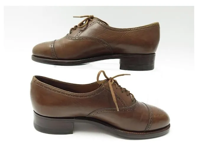 ZAPATOS JOHN LOBB SEYMOUR 37.5 ZAPATO PIEL MARRÓN PUNTERA FLORES Castaño 