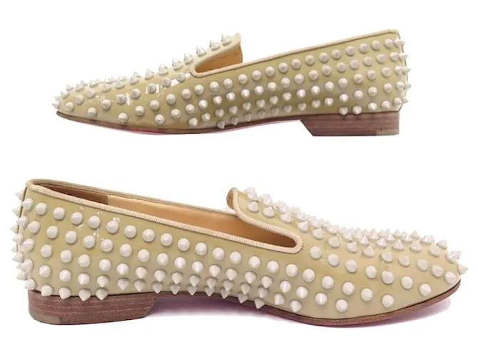 ZAPATOS MOCASÍN CON PUNTA DANDELION DE CHRISTIAN LOUBOUTIN 39.5 los zapatos de cuero Beige 