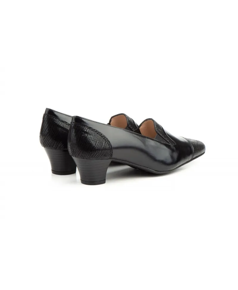 Zapatos Mujer Vestir Piel Negro Tacón