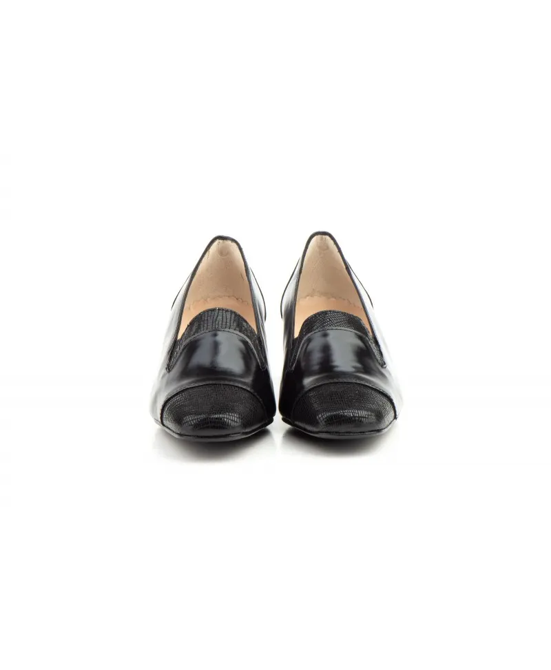 Zapatos Mujer Vestir Piel Negro Tacón