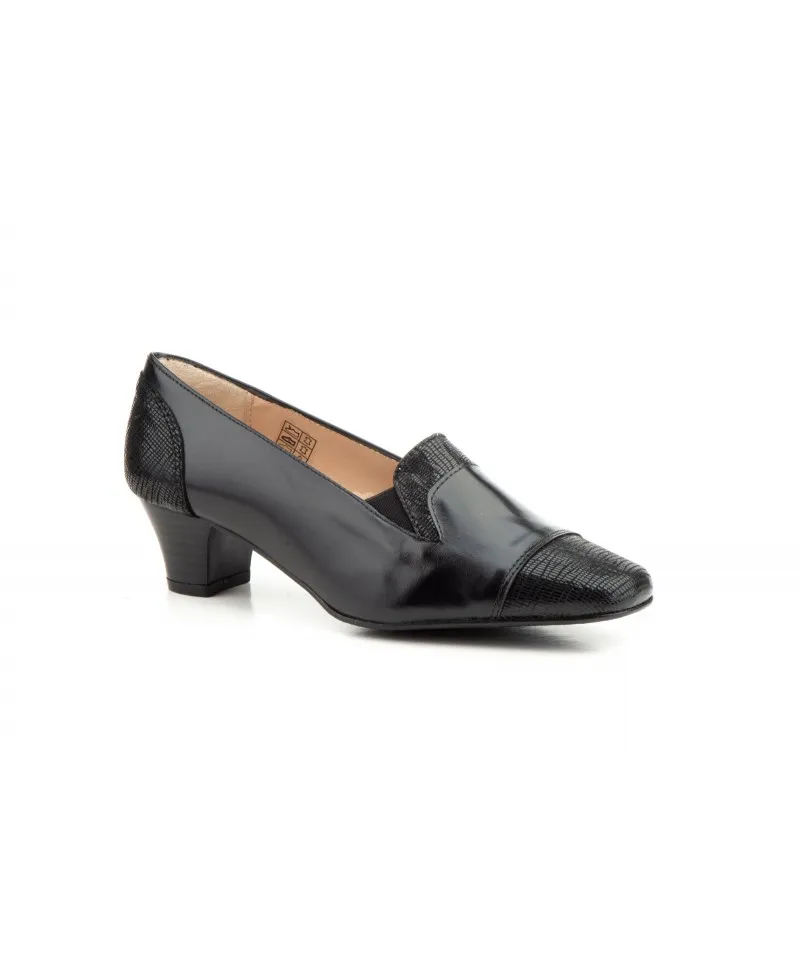 Zapatos Mujer Vestir Piel Negro Tacón