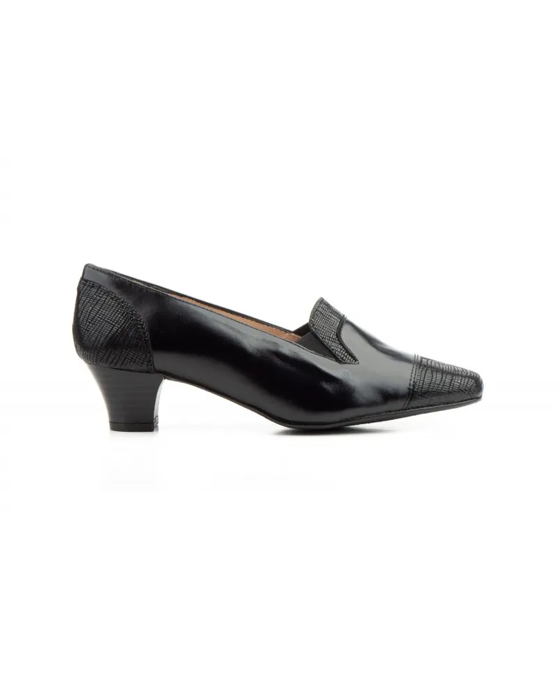 Zapatos Mujer Vestir Piel Negro Tacón