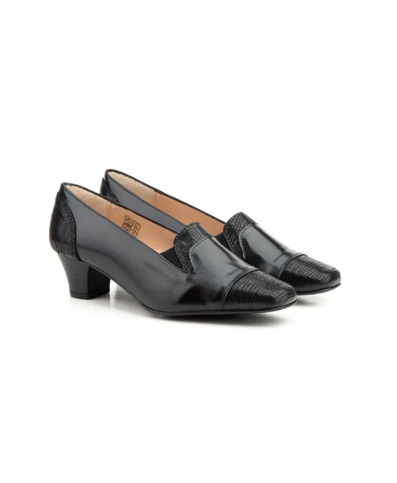 Zapatos Mujer Vestir Piel Negro Tacón
