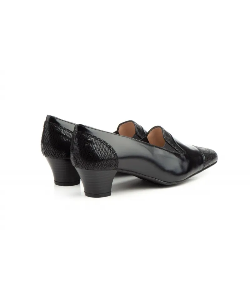 Zapatos Mujer Vestir Piel Negro Tacón