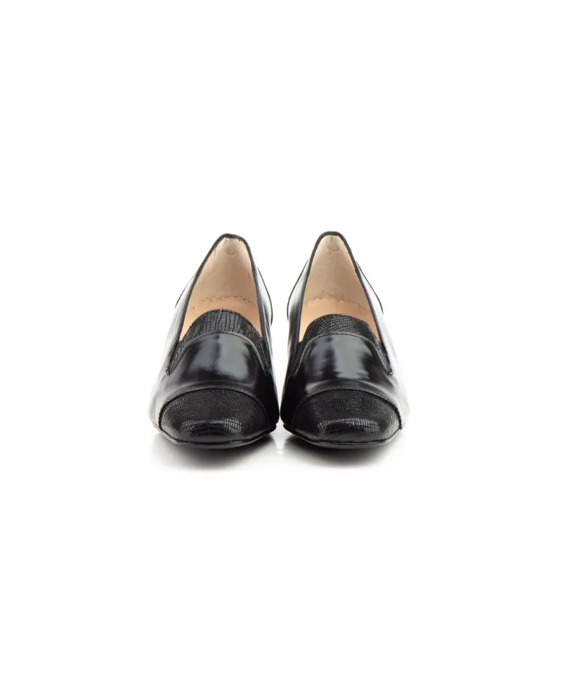 Zapatos Mujer Vestir Piel Negro Tacón